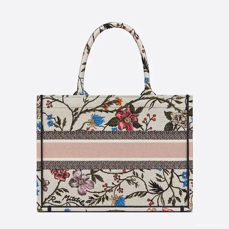 Cheap Motif Mutabilis Book Tote Canvas Rosa Dior White 0607 Luxury